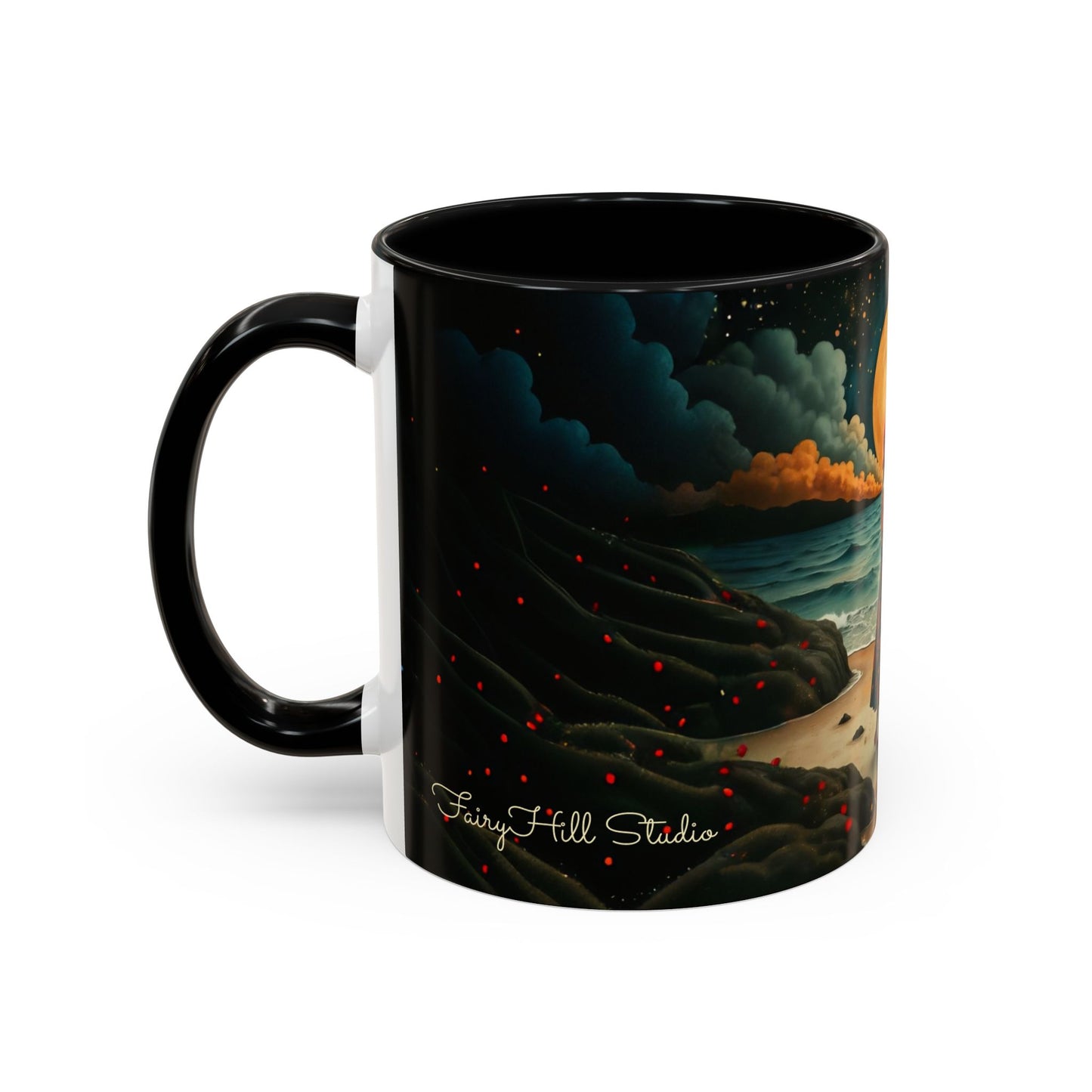 Moon girl wit red hat Art-Themed Coffee Mug - 11 & 15oz Accent Mug for Musroom Fsiry Lovers