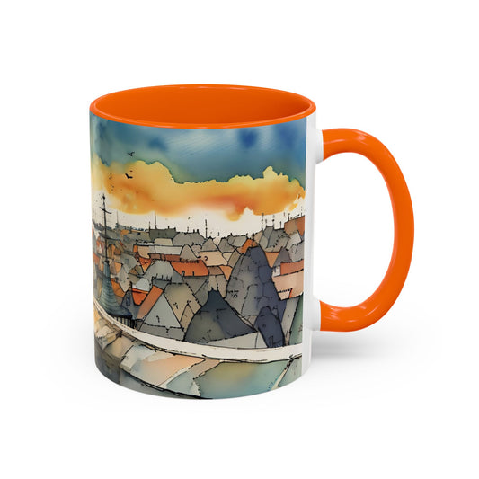 Black cat on a roof top Art-Themed Coffee Mug - 11 & 15oz Accent Mug for Musroom  Fsiry Lovers