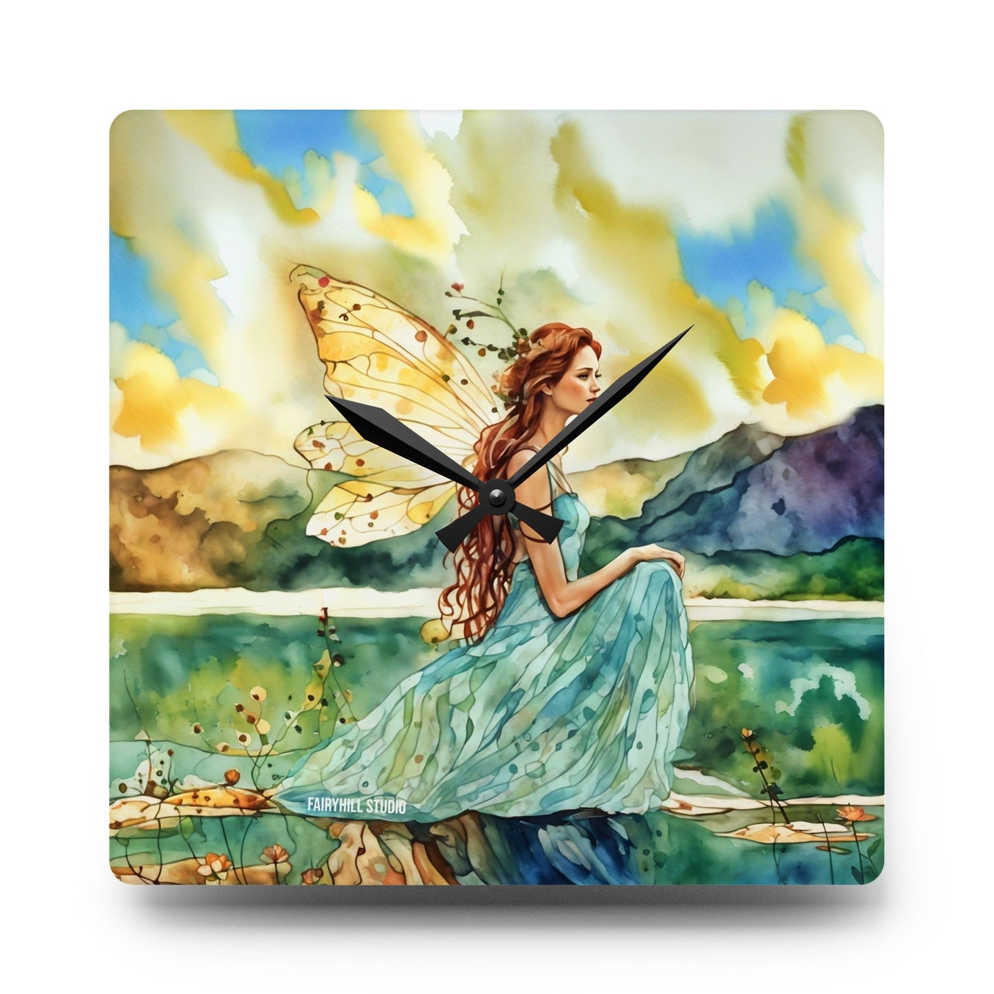 Acrylic Wall Clock - Water Fairy Watercolor Art Home Decor