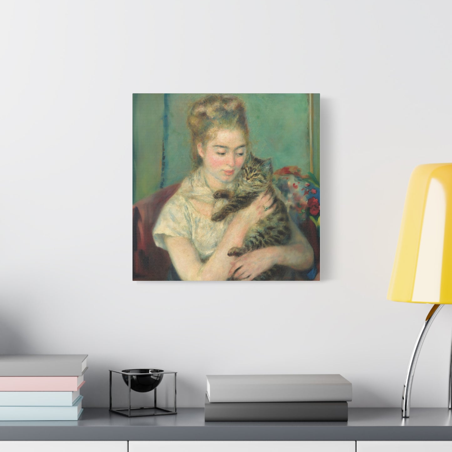 Canvas Art - Woman with a Cat by Auguste Renoir