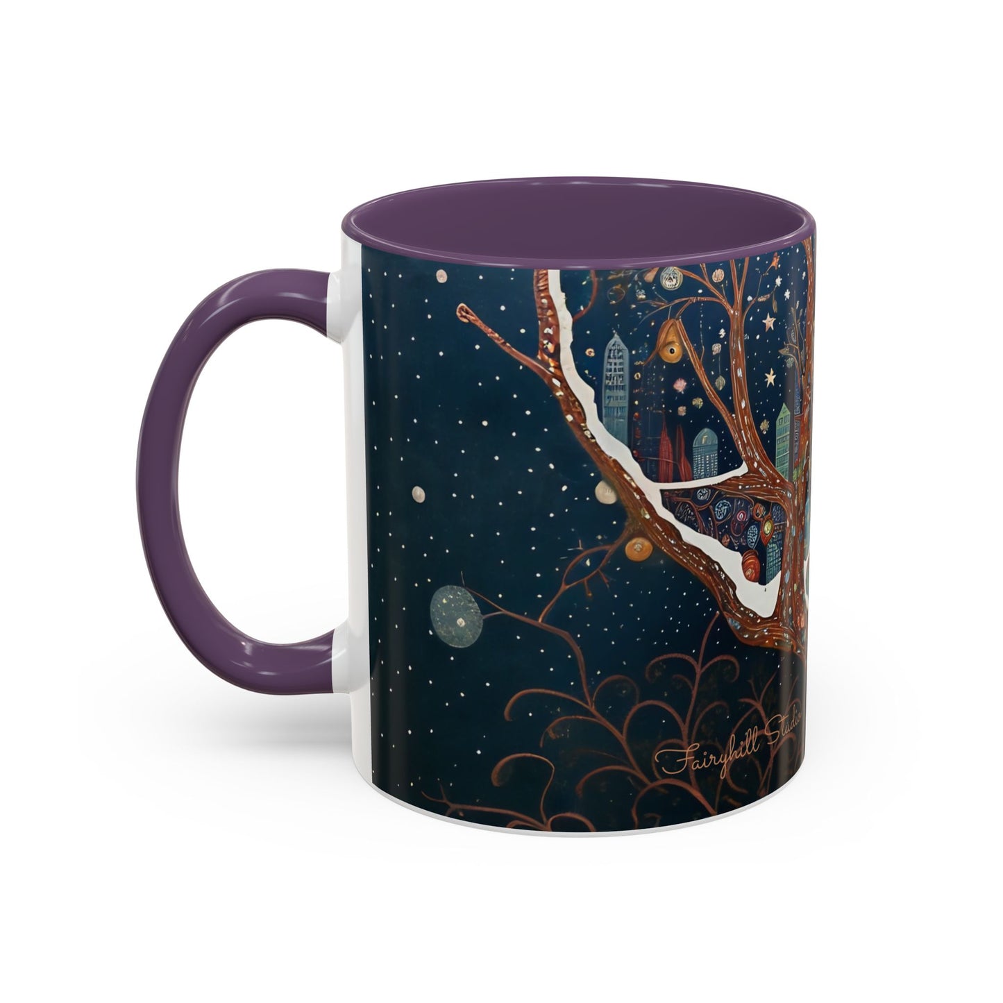 Accent Boho Style Night Owl Mug on a Snowy New York Night Coffee Mug (11, 15oz)