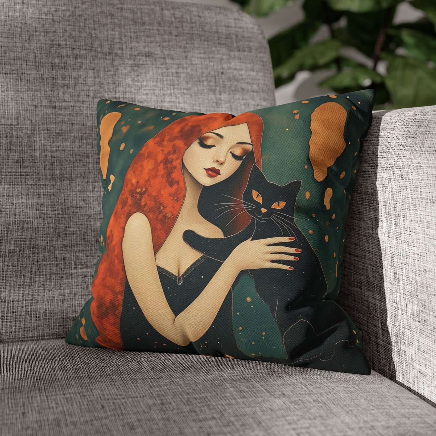 Elegant Cat Art Pillowcase | Decorative Cushion Cover, Home Decor, Gift Idea, Bohemian Style, Christmas Decoration