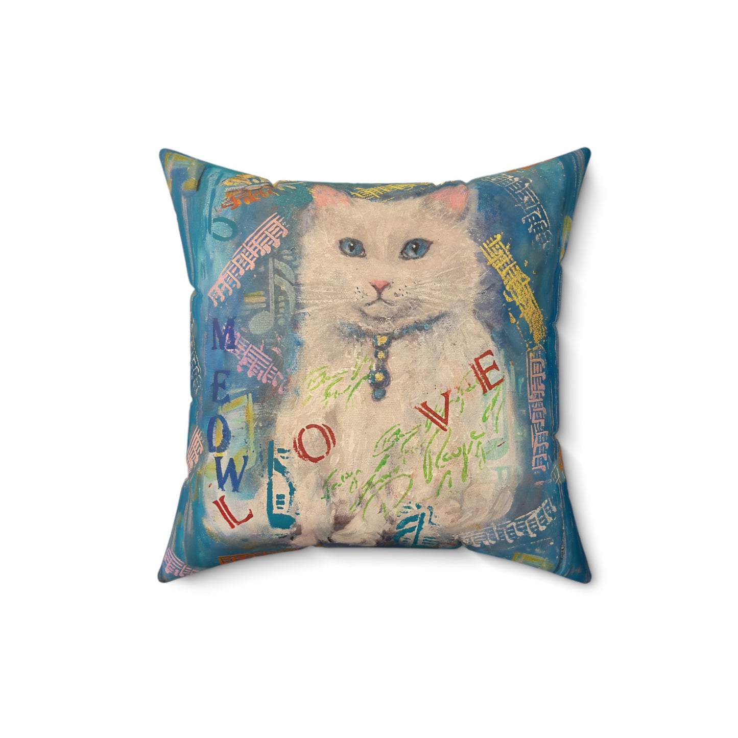 Wall Clock - White Cat Lovers Love Art by Fairyhill Studio