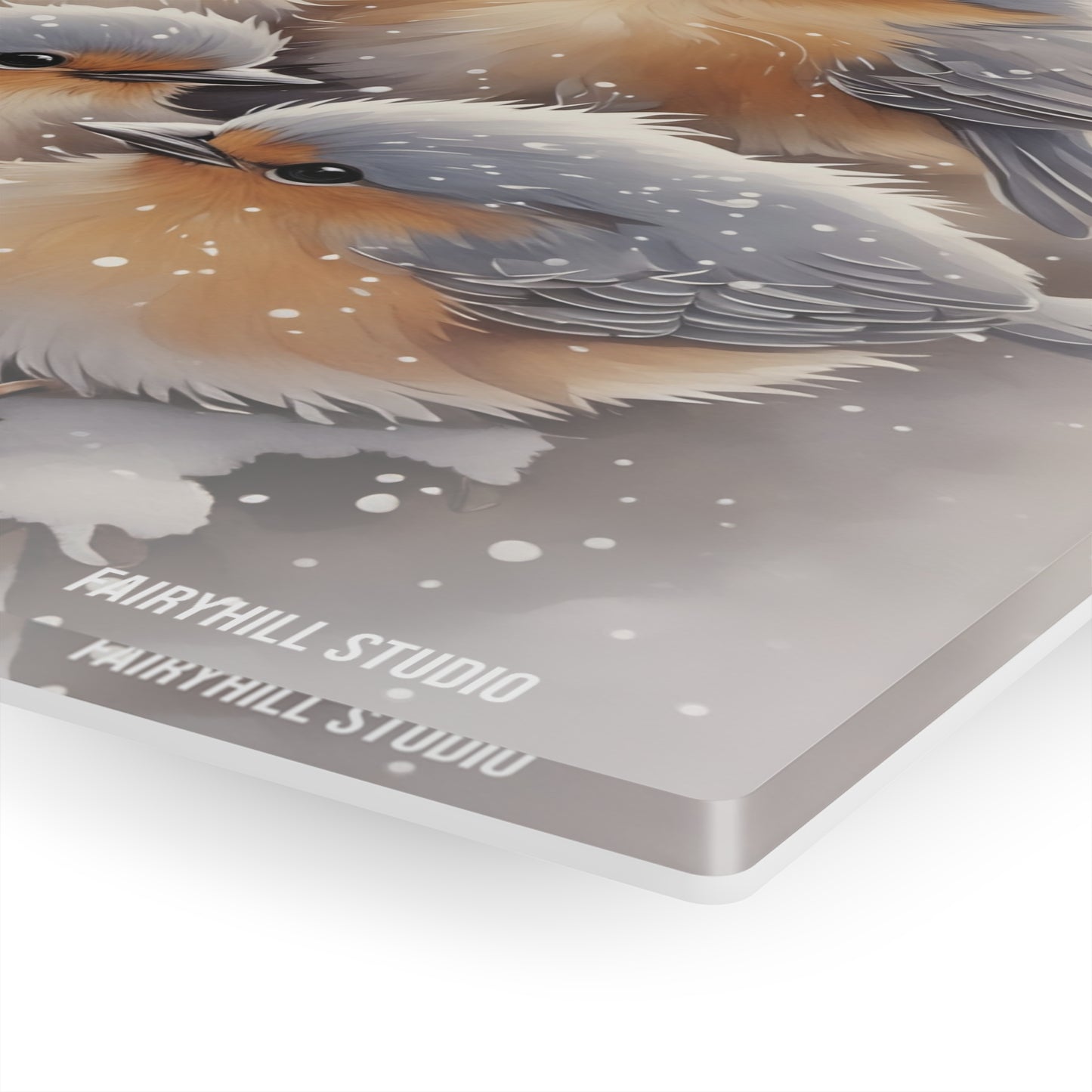 Birds in winter snow Inspirational  Art Acrylic Print -