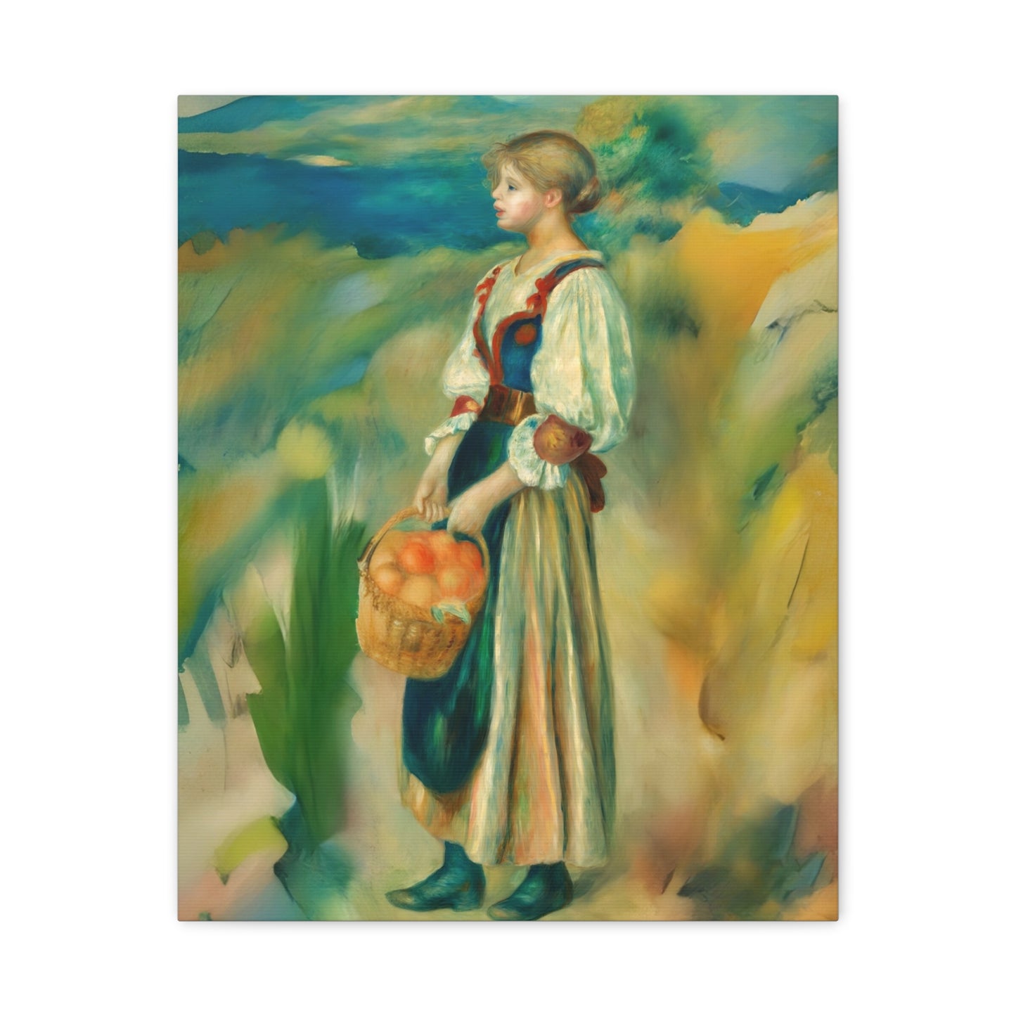 Canvas Print - Girl with a Basket of Oranges Art by Auguste Renoir