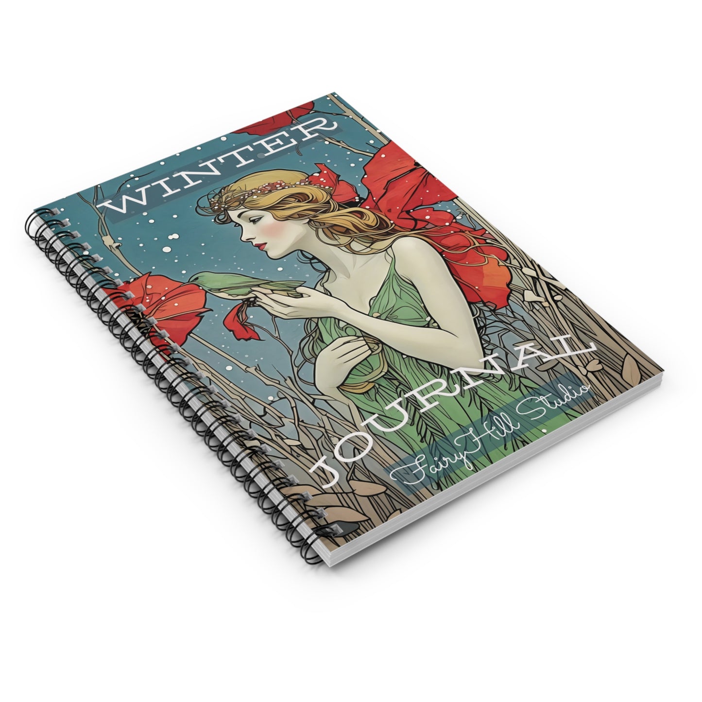 Spiral Notebook - Winter Poinsettas Girl