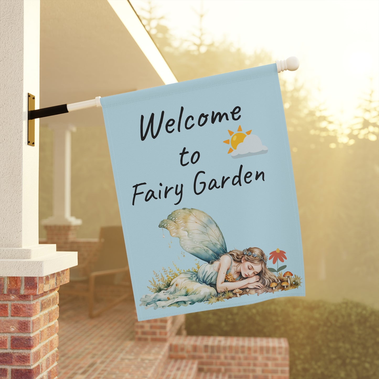 Whimsical Fairy Garden Banner - Welcome to Our Fairy Garden Outdoor Decor