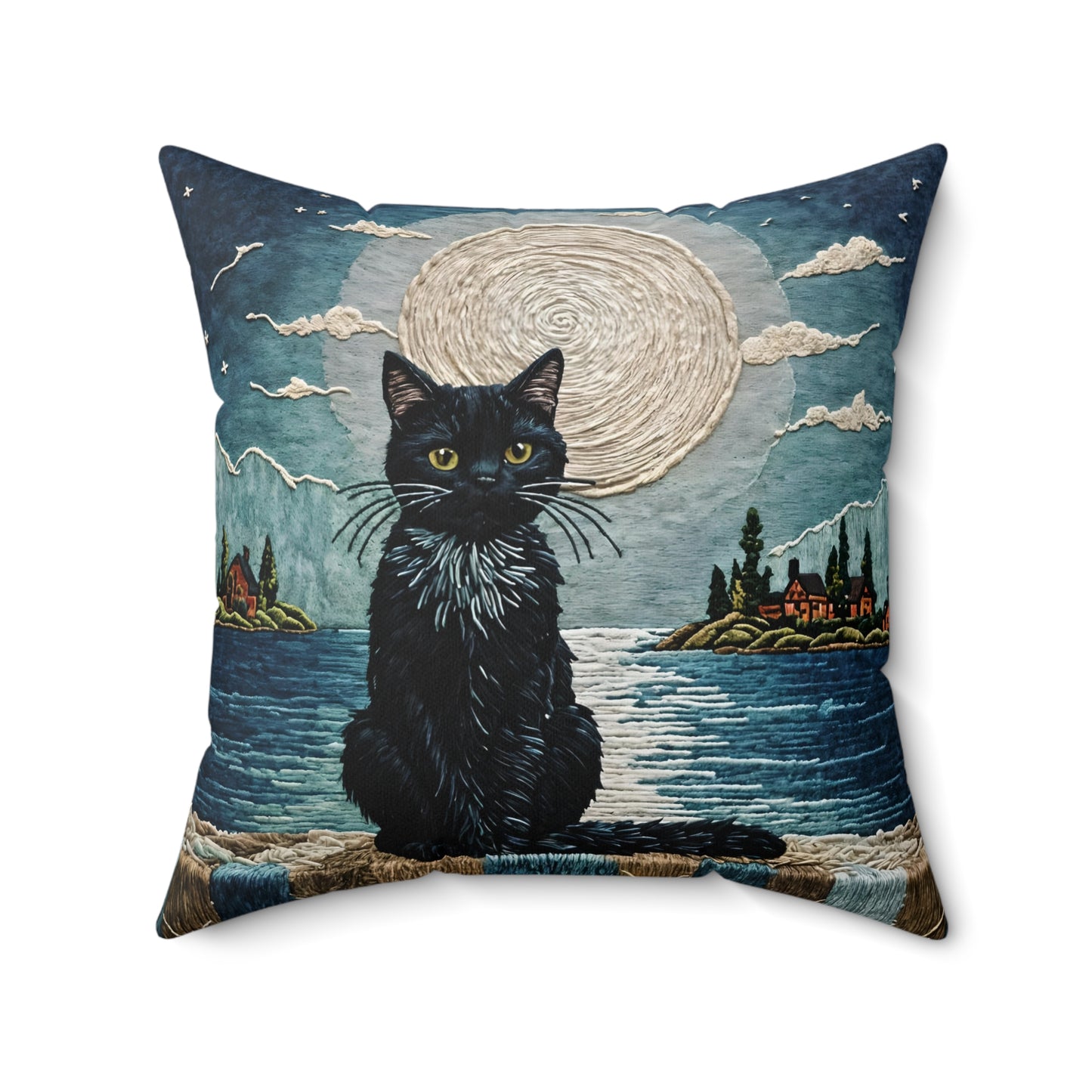 Black Cat Moonlight Pillow