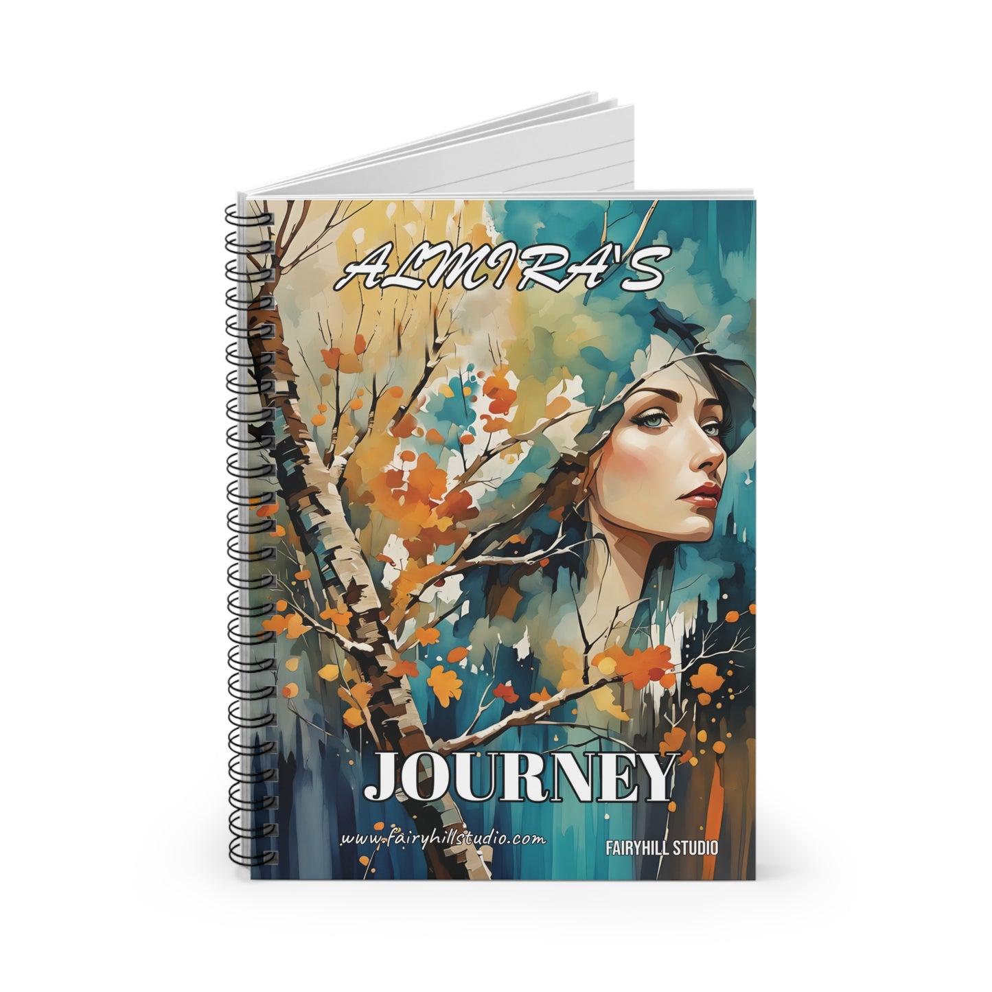 Personalized Spiral Notebook Fall in the woods Almira,s Journey - Ruled Line