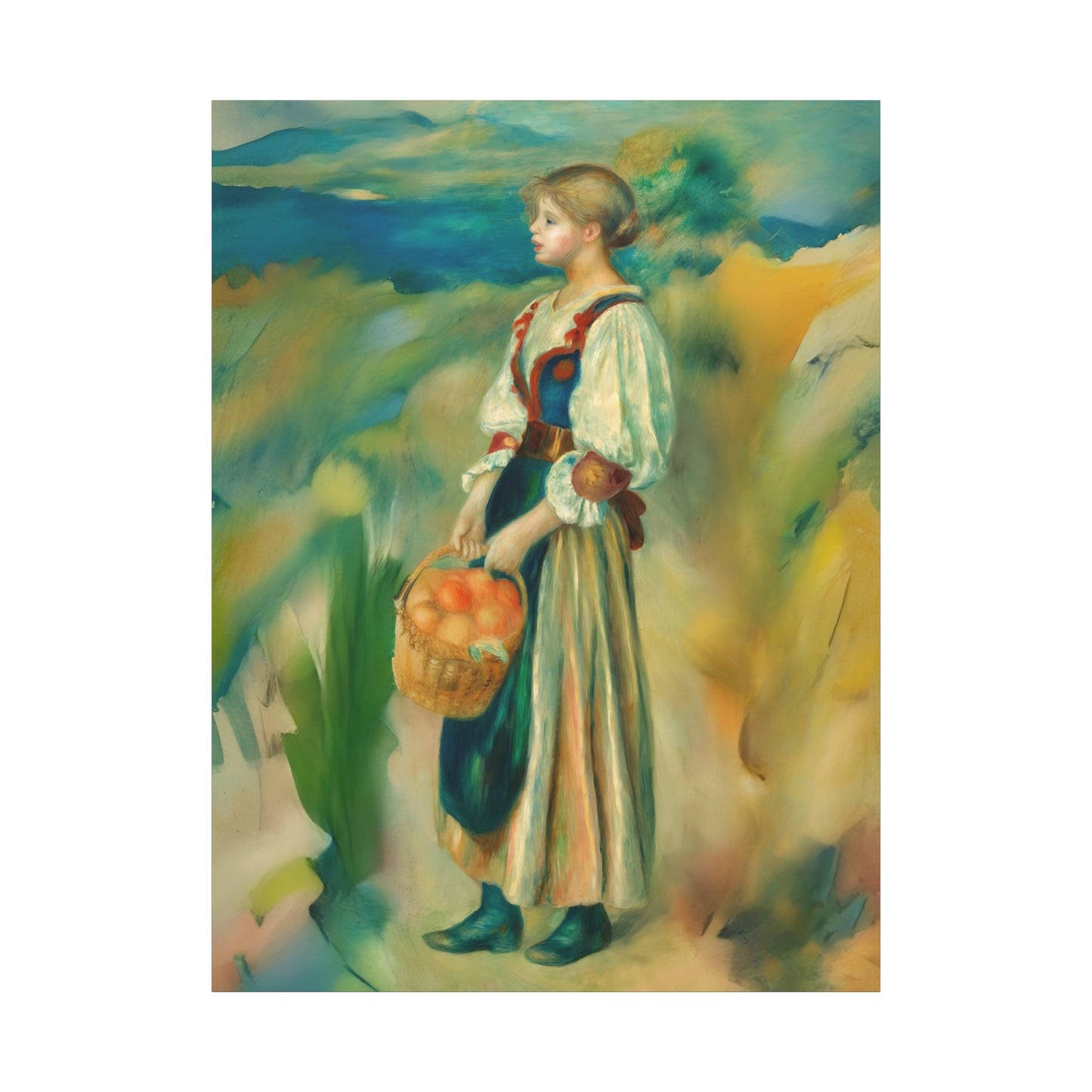 Canvas Print - Girl with a Basket of Oranges Art by Auguste Renoir