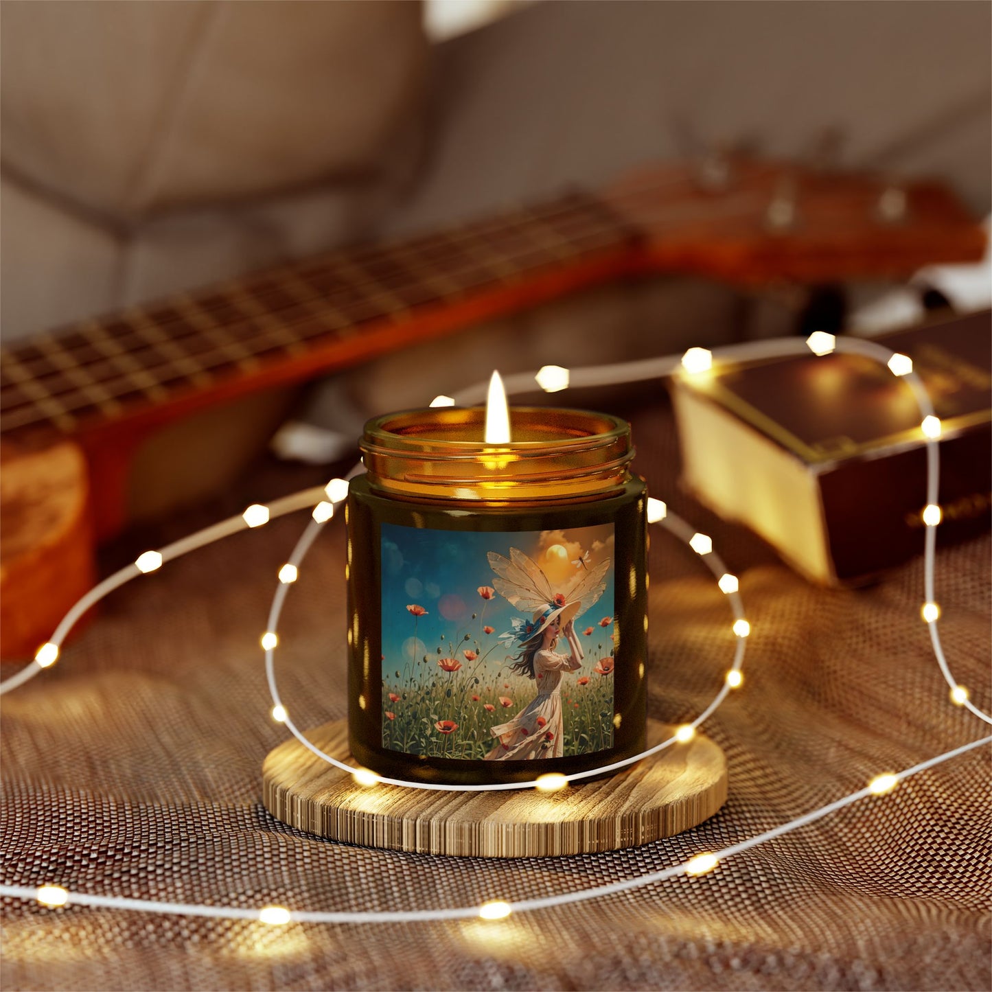 Poppies Scented Candle - Coconut Apricot Wax (4oz, 9oz) - Garden Beauty