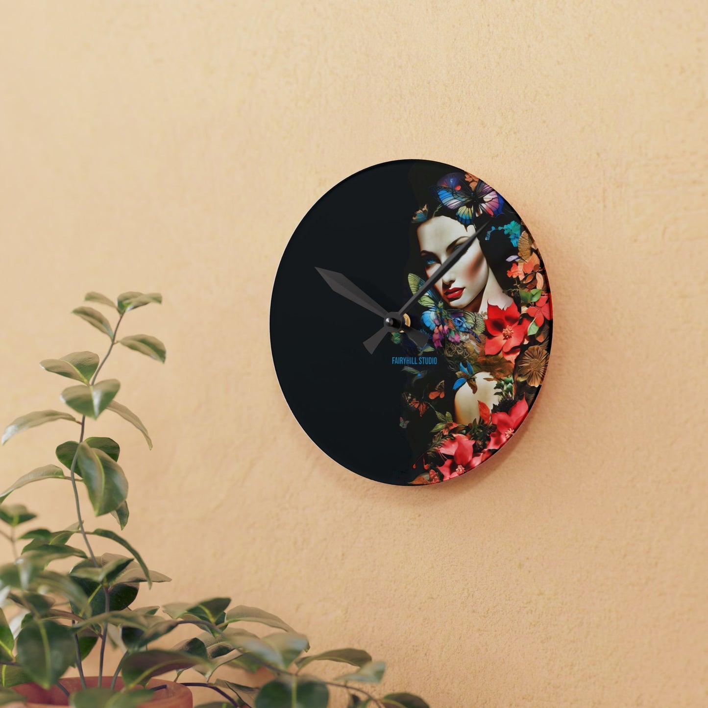 Acrylic Wall Clock -Lady in Nature /Art