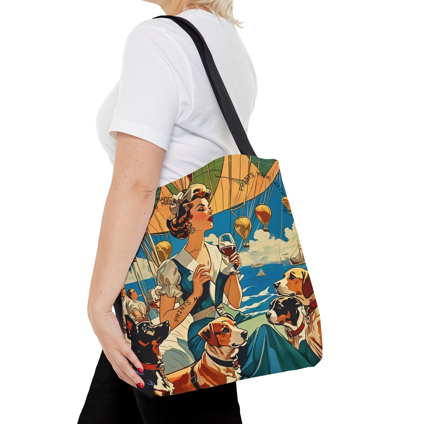 Vintage Hot Air Balloon Dog Lover Tote Bag