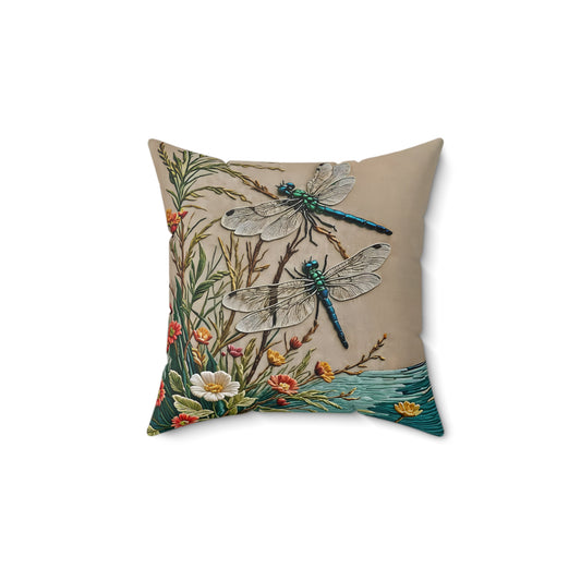 Dragonfly Square Pillow - by Fairyhill Studio