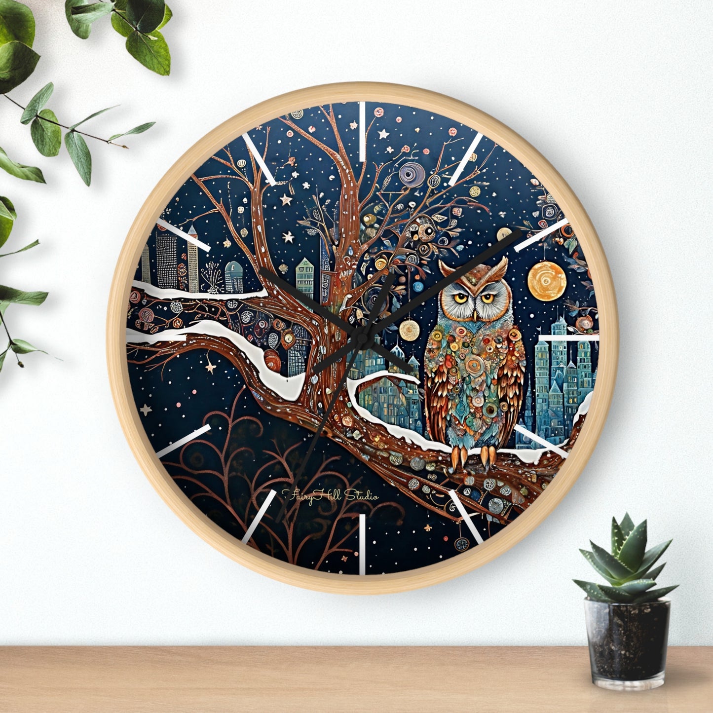 Enchanting Owl Wall Clock, Home Decor, Gift for Fantasy Lovers, Unique Gift, Fairy Tale Decor, Woodland Theme