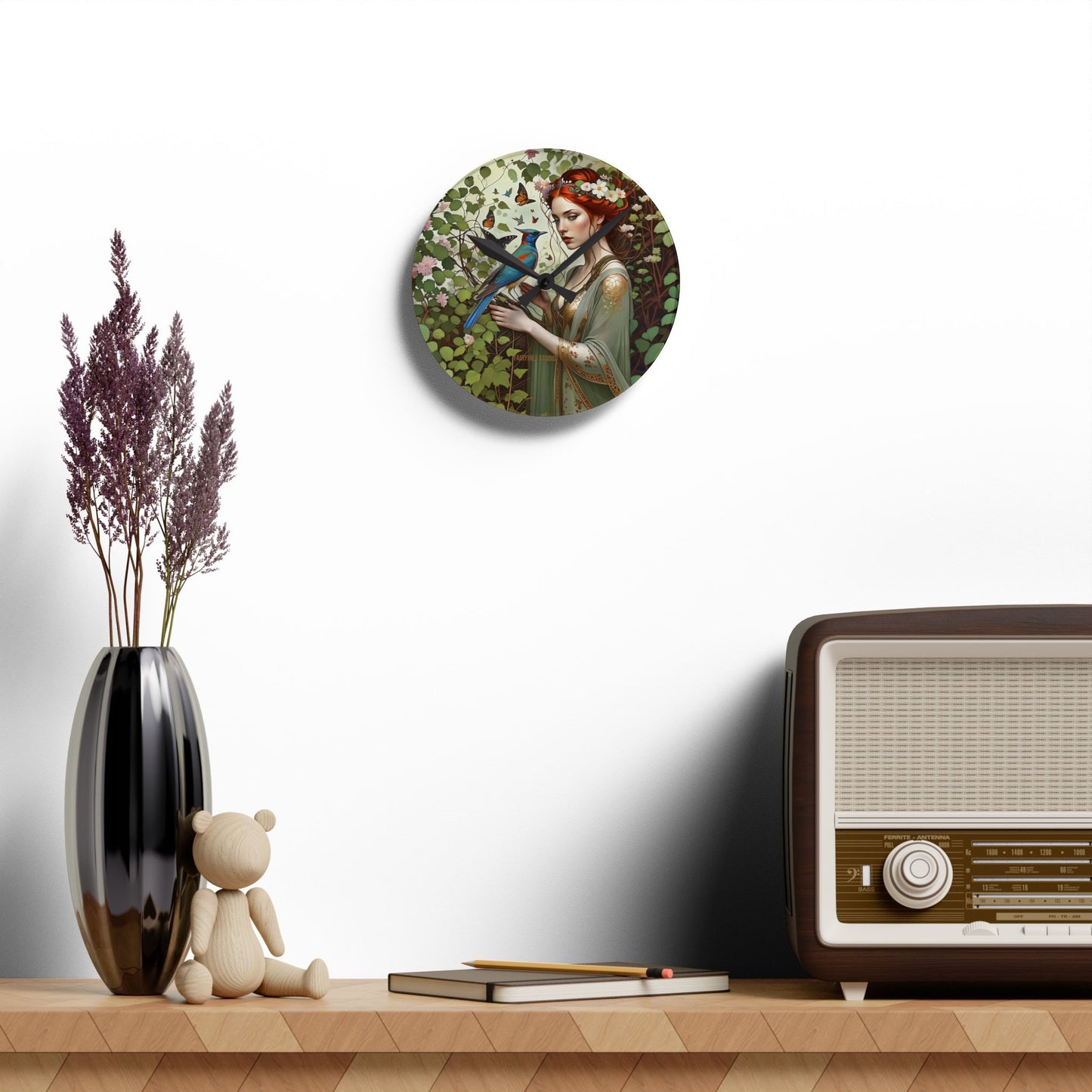 Acrylic Wall Clock Blue Bird/Art