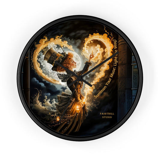 Acrylic Wall Clock - Mad Hatter Fairy Muse with Candle Art by Fairyhill Studio