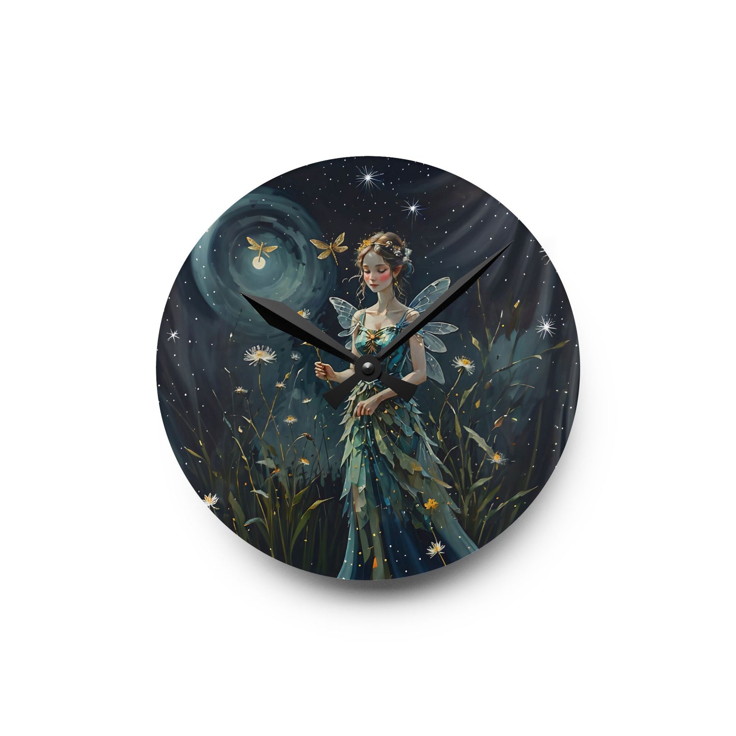 Wall Clock Fairy Midnight Garden Art