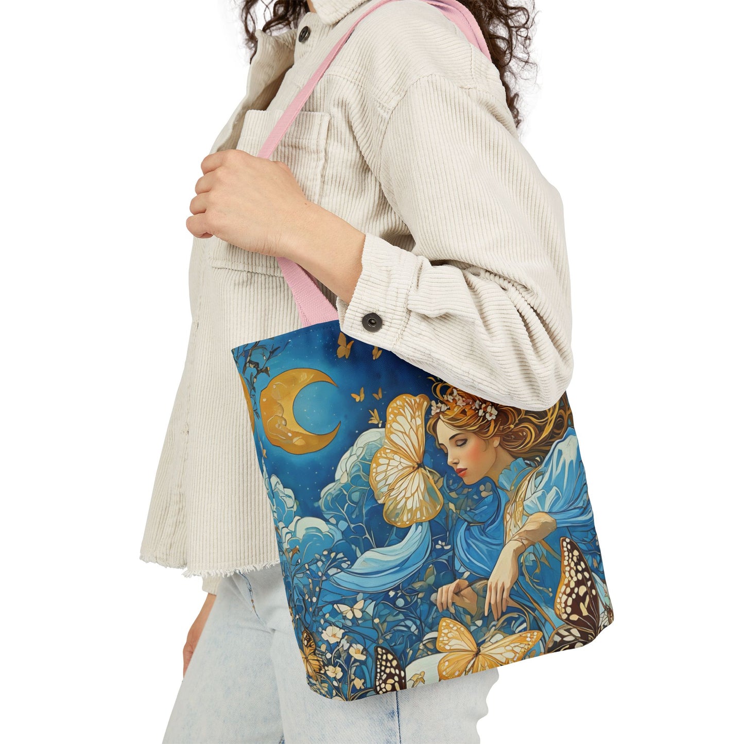 Colorful Moon Goddess-Inspired Canvas Tote Bag - Perfect for Beach Days, Eco-Friendly Shopping, and Summer Fun!