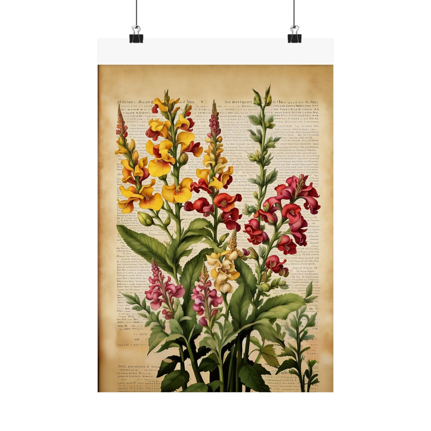 Botanical Vertical Posters - Vintage Antirrhinum Snapdragons