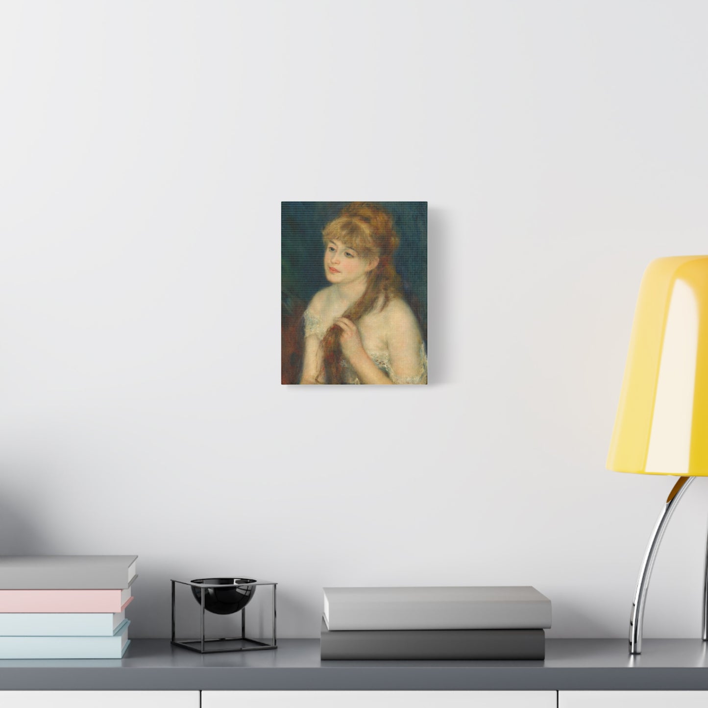 Canvas Art - Young Woman Braiding Her Hair by Auguste Renoir, 1876 , Stretched Matte 1 25"