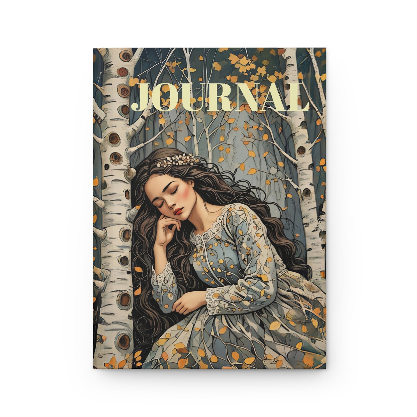 Hardcover Journal Matte - Sleeping Beauty Birch Forest Fairy Hill Studio Art Design