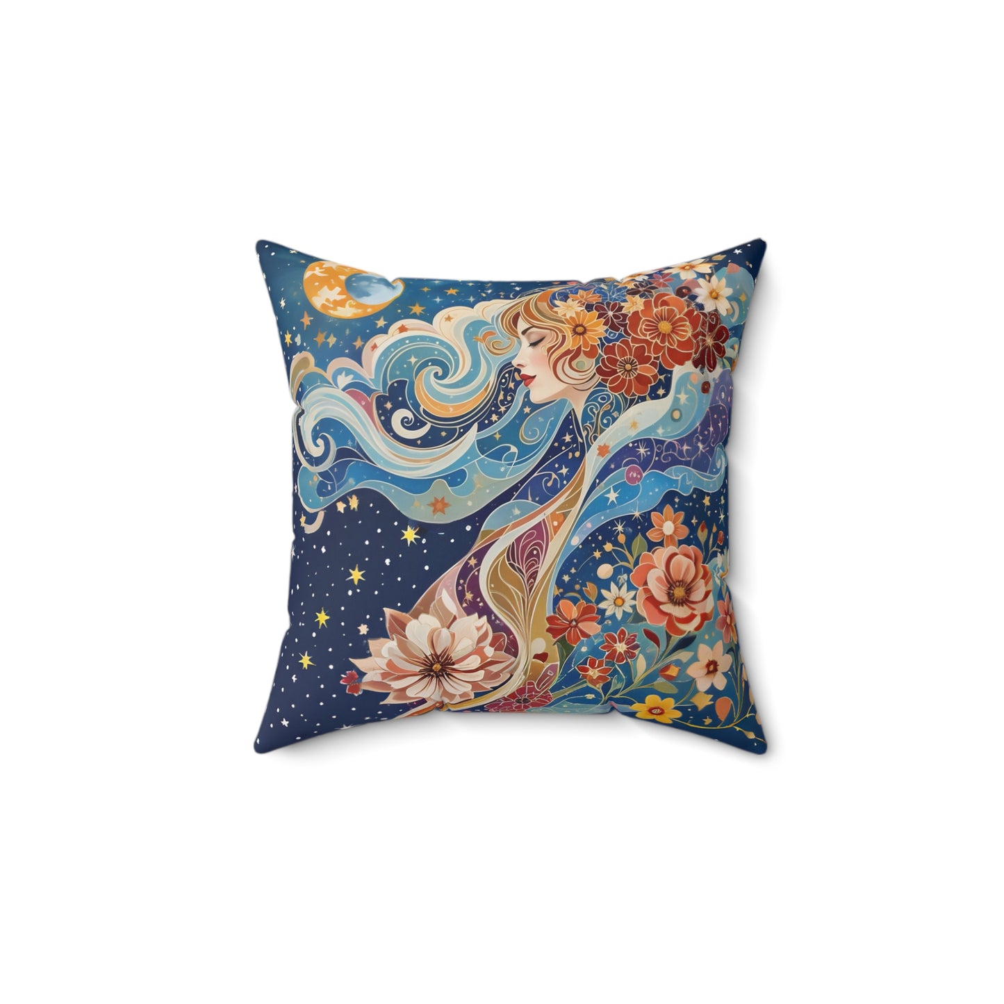 Celestial Mindfulnes Square Pillow - by Fairyhill Studio
