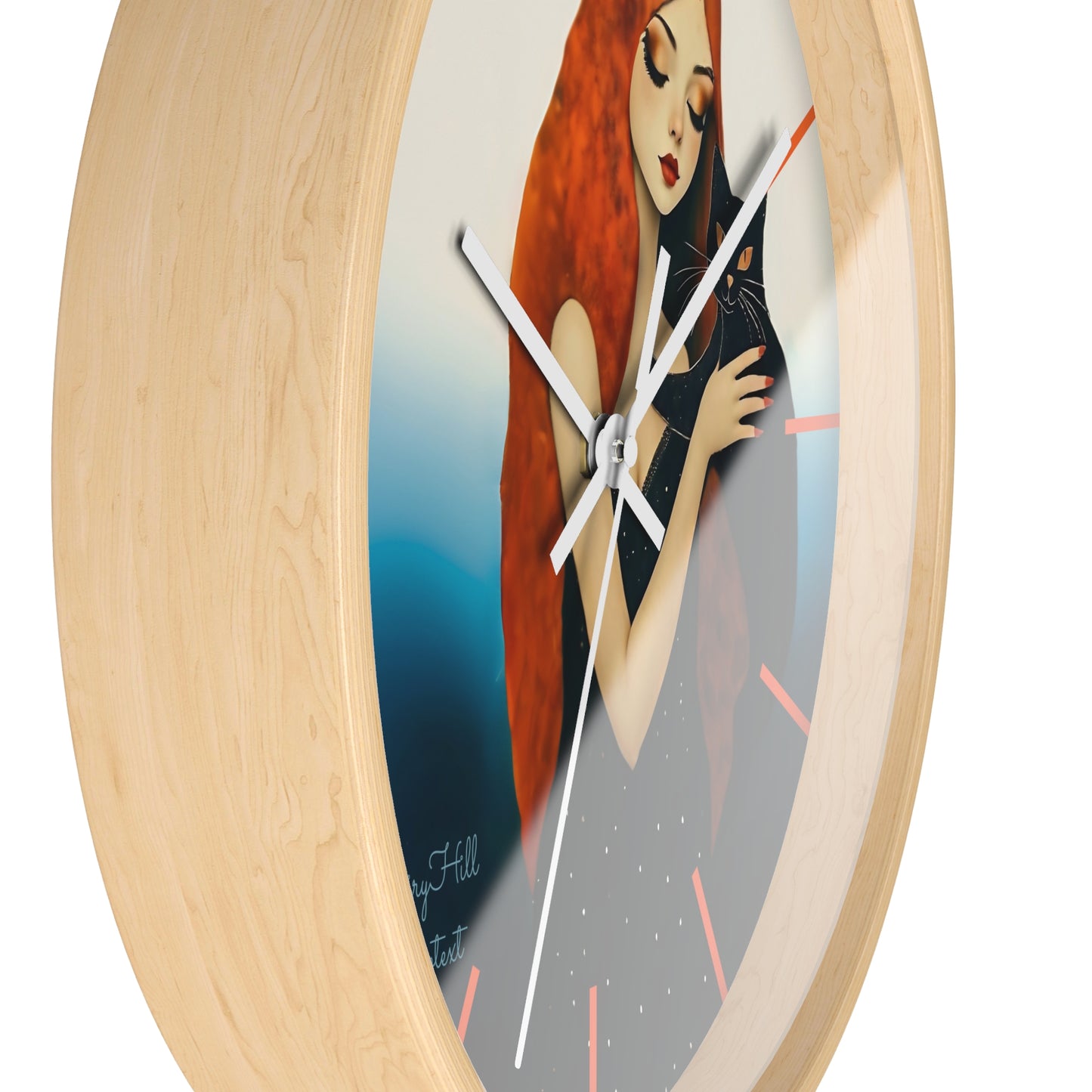 Whimsical Cat Embrace Wall Clock, Boho Home Decor, Cat Lover Gift, Cozy Living Room Accessory, Unique Cat Artwork