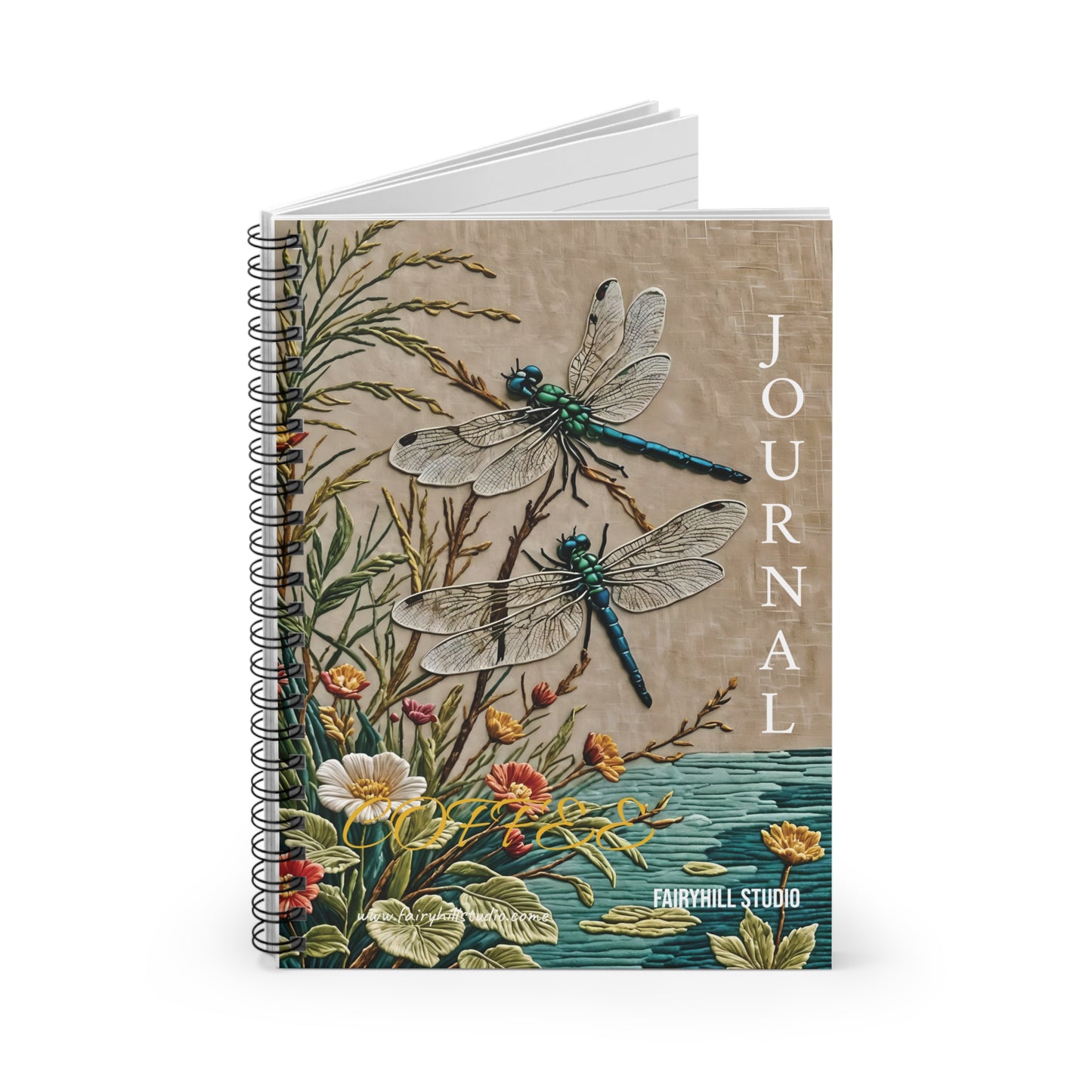 Dragonfly Notebook - Ruled Line coffee Spiral Journal