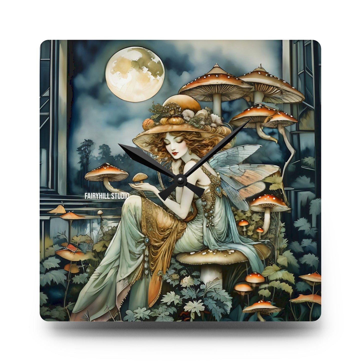 Acrylic Wall Clock - Mushroom Fairy