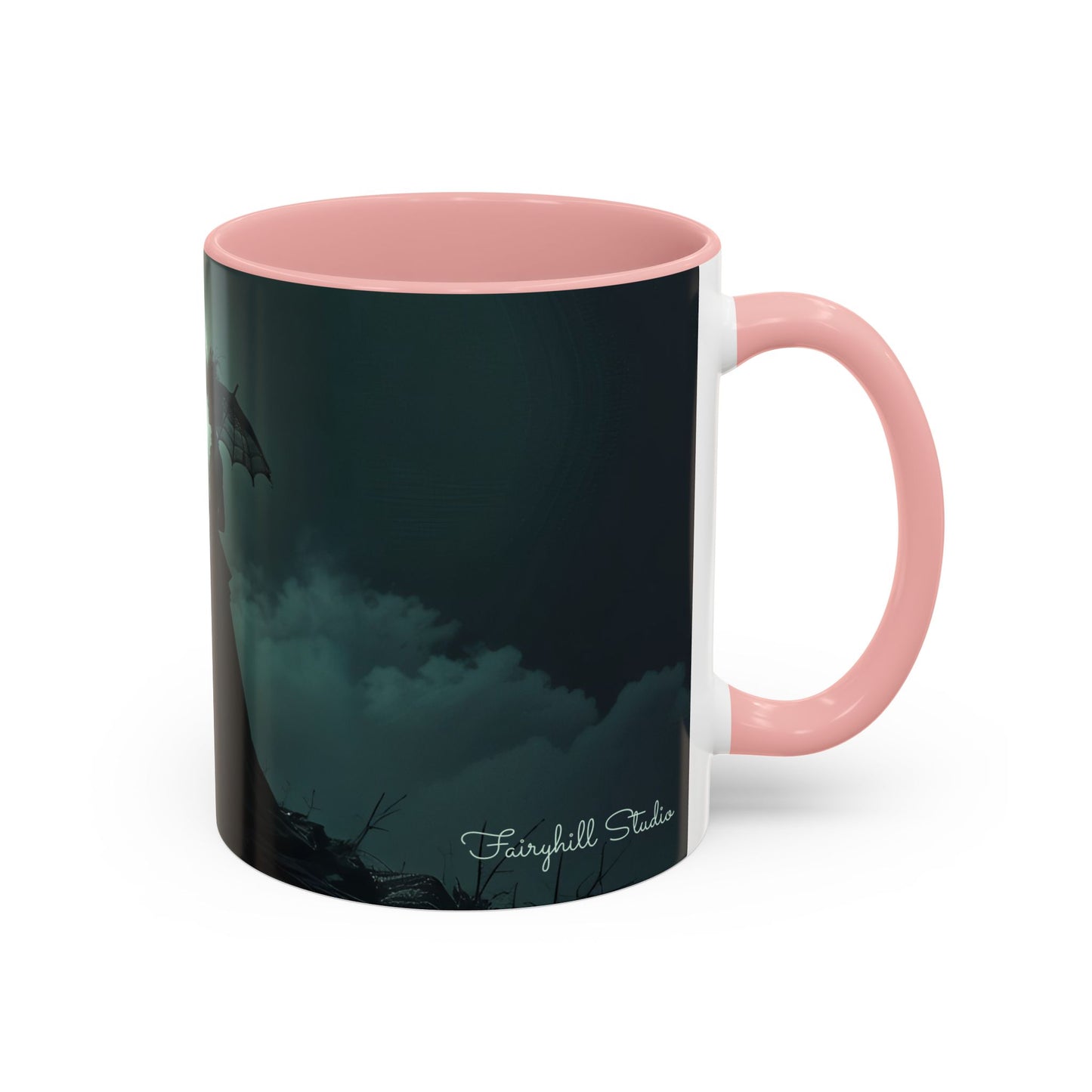 Coffee Mug - Victorian Woman with Umbrella Full Moon Art by fairyhill Studio