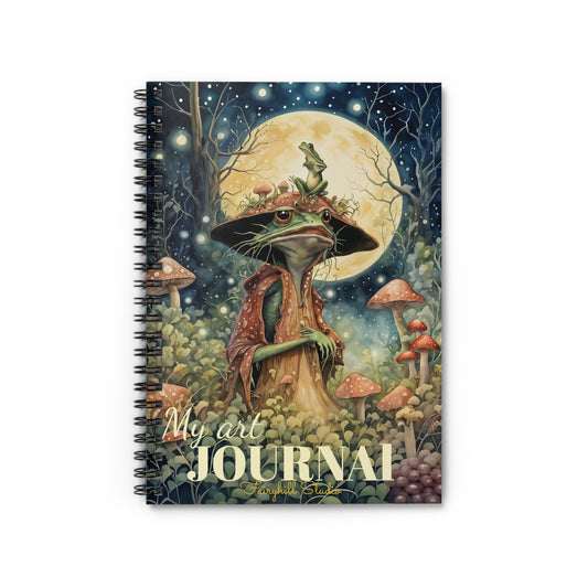 Spiral Notebook - Mushroom Frog  Fairy Witch with mushrooms art Journal