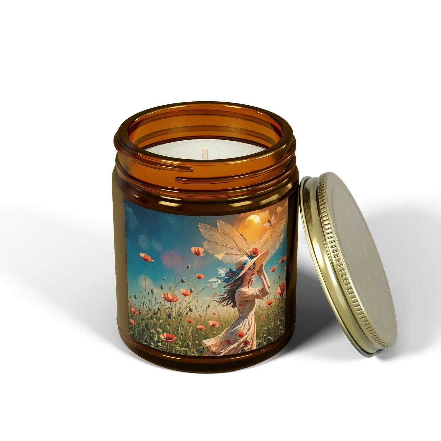 Poppies Scented Candle - Coconut Apricot Wax (4oz, 9oz) - Garden Beauty