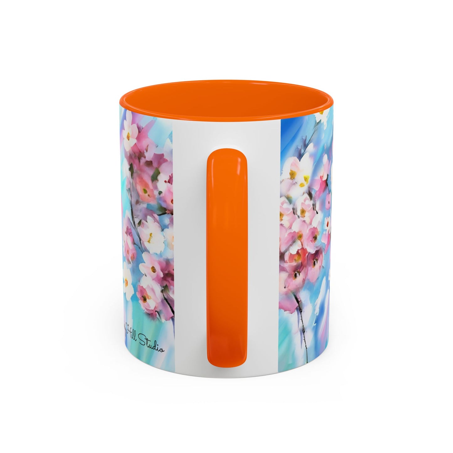 Coffee Mug - Floral Cherry Blossoms Canvas on Blue Sky Background