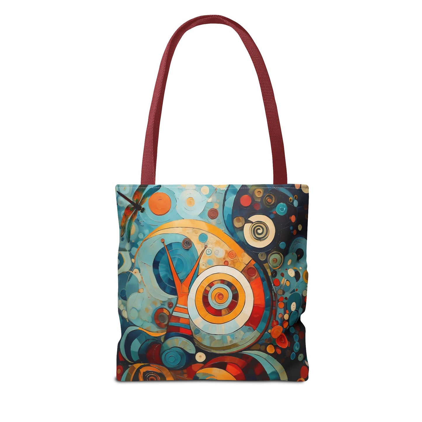Canvas tote bag Art - Abstract Colorful Snail Dragonfly Circle