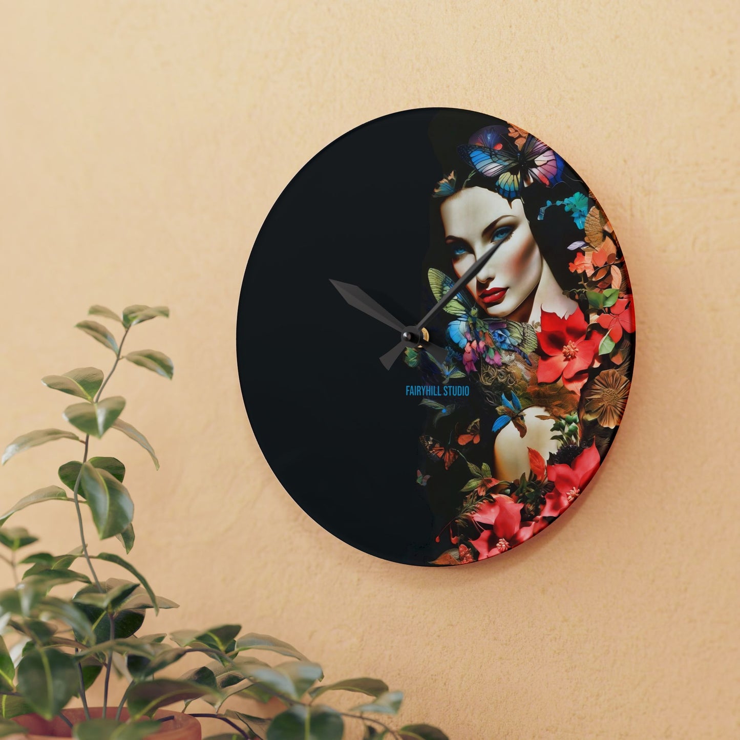 Acrylic Wall Clock -Lady in Nature /Art