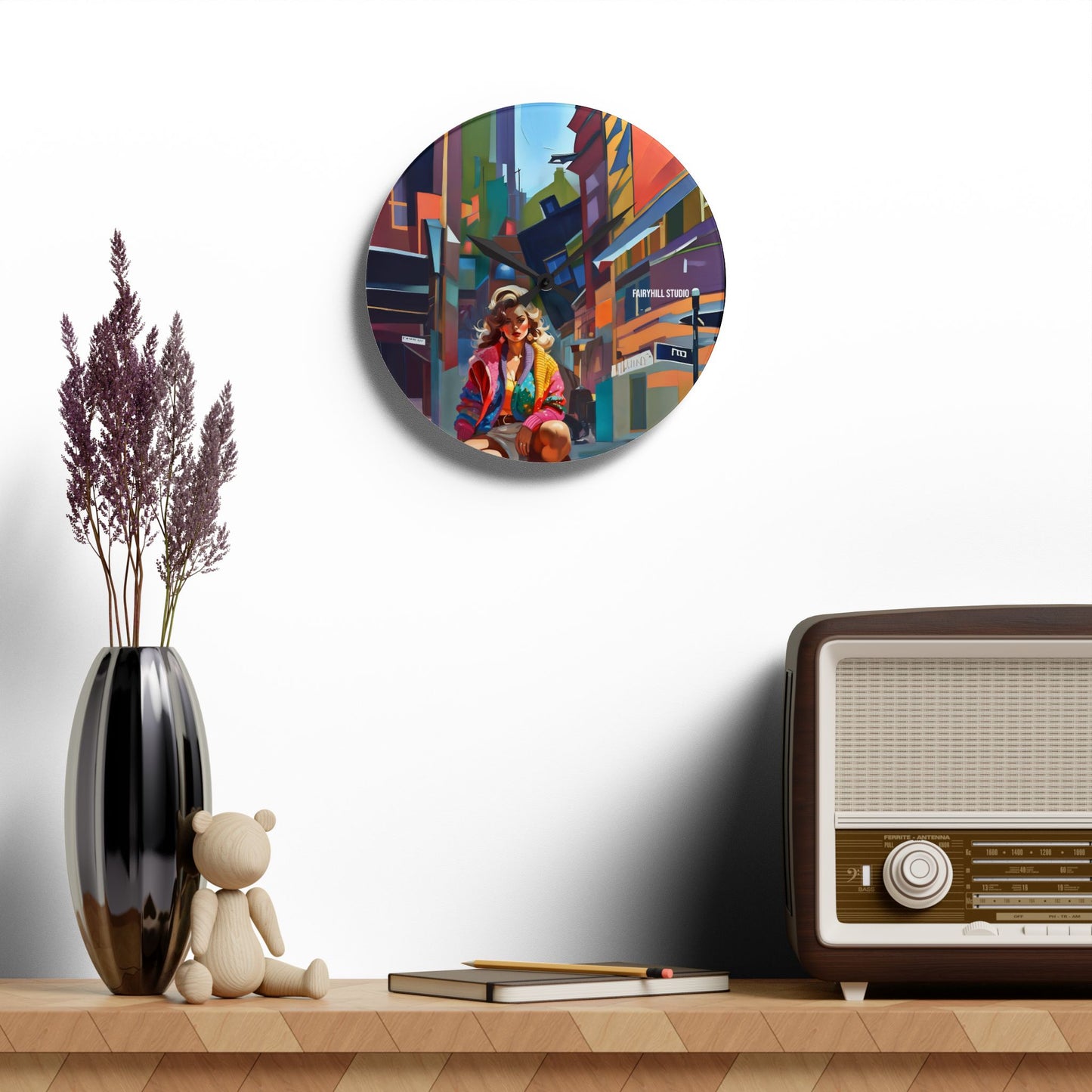 Wall Clock - 1980s Dancer in Colorful Clothing and Leggings