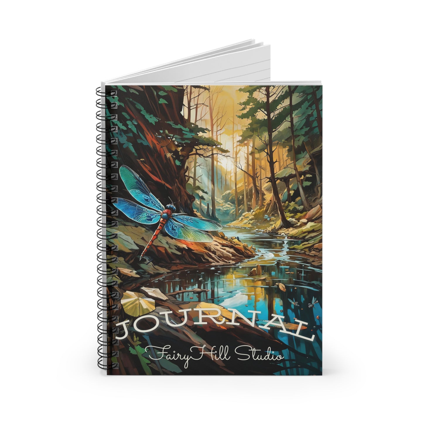 Spiral Notebook - Dragonfly and the Lake Art