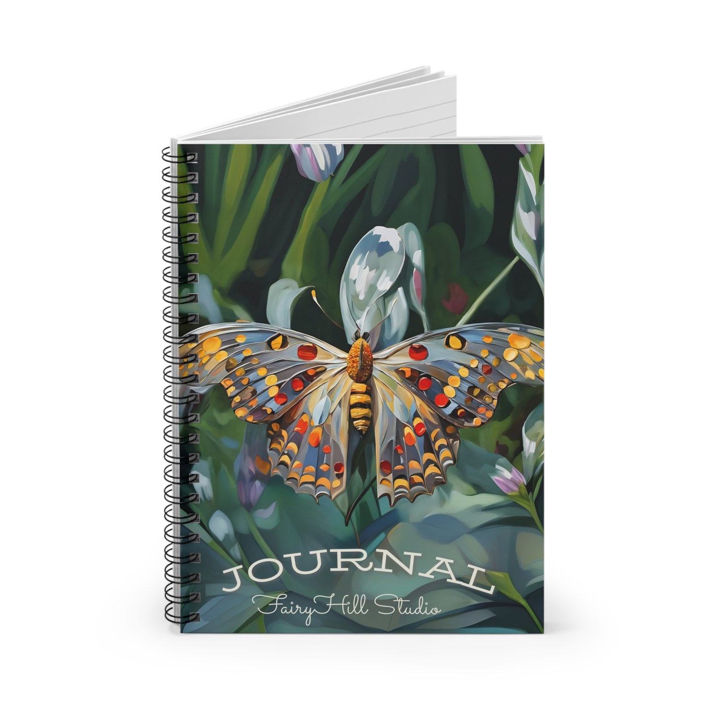 Butterfly Spiral Notebook - Ruled Line with Colorful Art by Fairyhill Studio