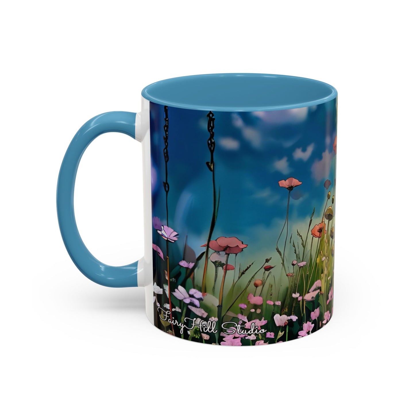 Mug - Lovely Romantic Girl Gathering Flowers in Summer Field