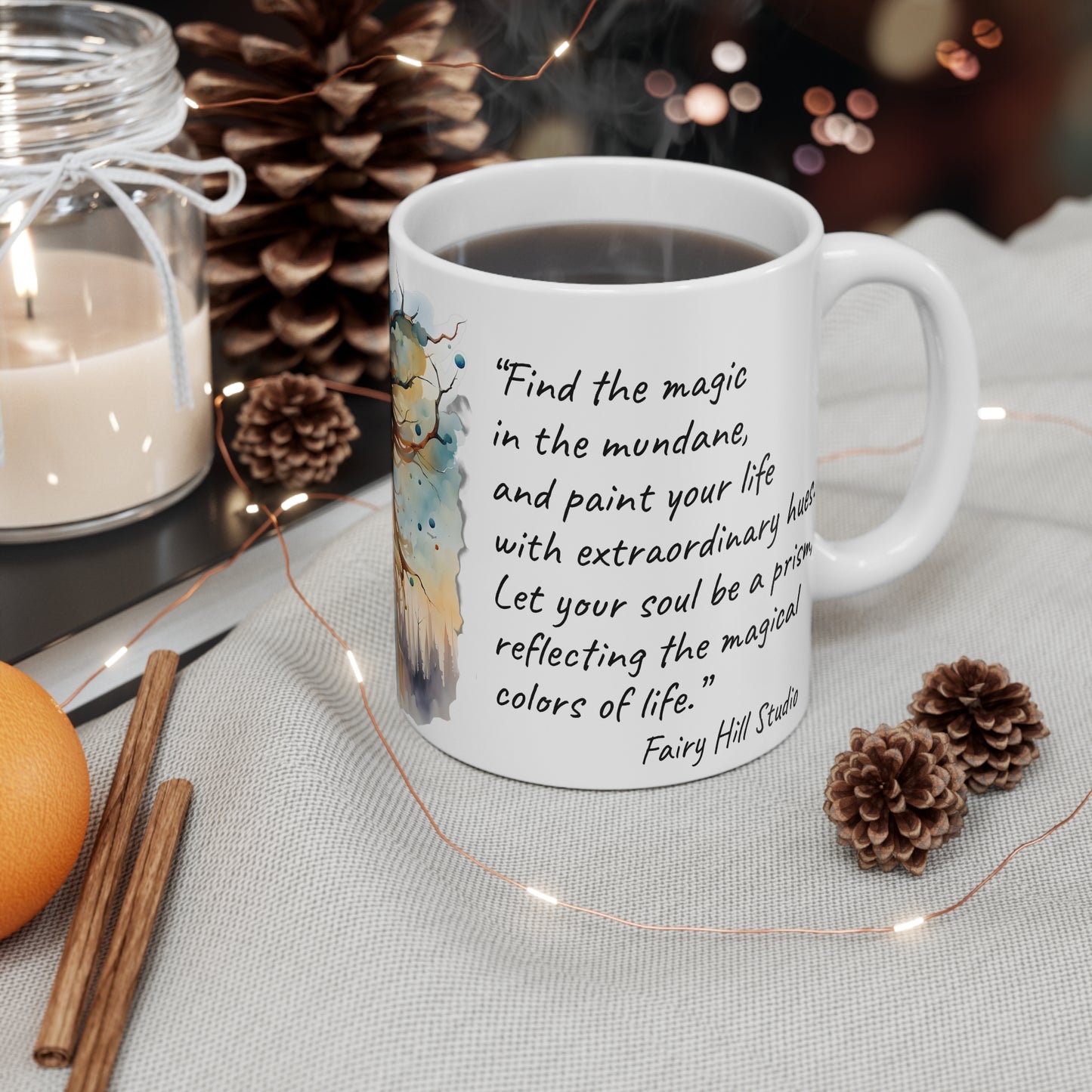 Mug Summer Girl with Colorful Hat finding Magic