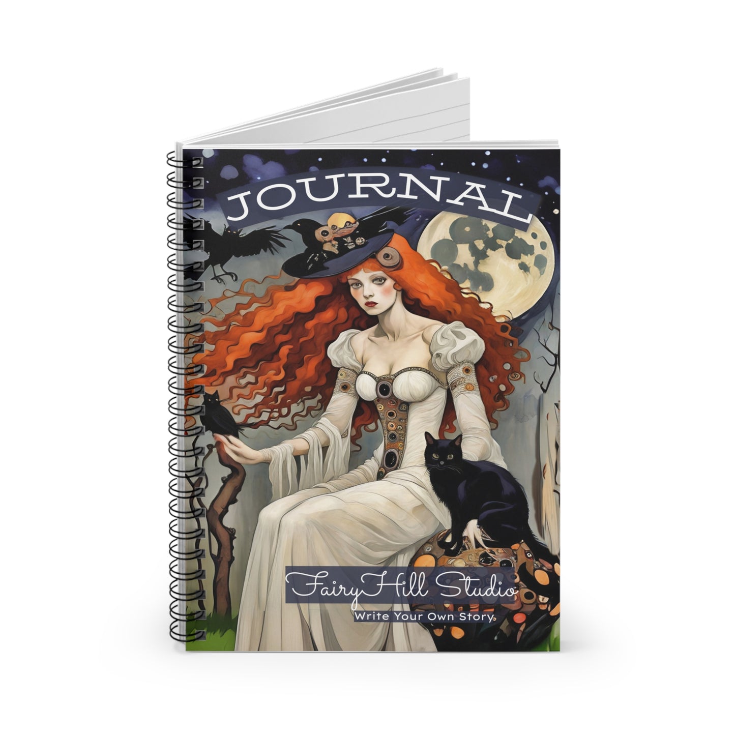 Spiral Notebook - Halloween Witch & Black Cat