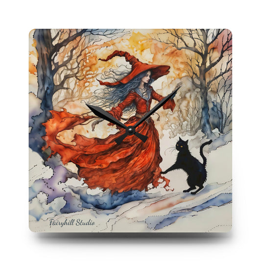 Crimson witch - by Fairyhill Studio  Wall clock  Gift   Acrylic Wall Clock