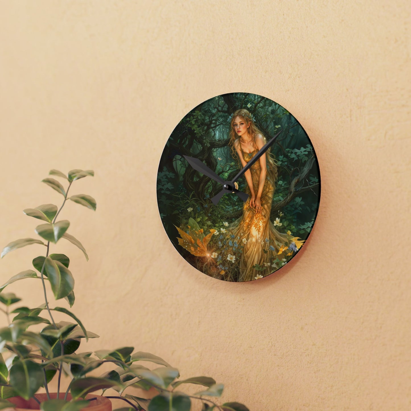 Wall Clock - Mid-Summer's Eve Fairy Forest Art by Fairyhill Studio
