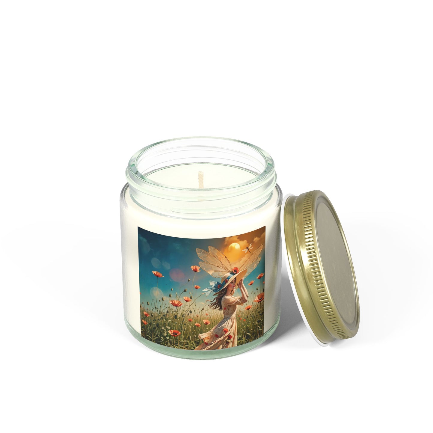 Poppies Scented Candle - Coconut Apricot Wax (4oz, 9oz) - Garden Beauty