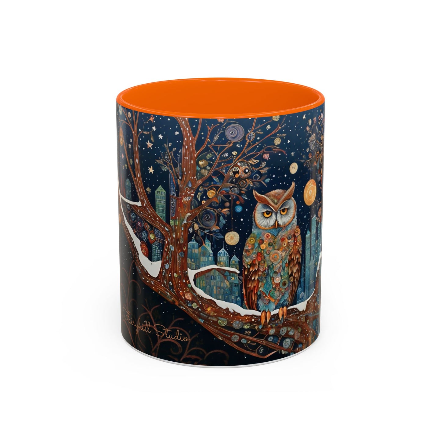 Accent Boho Style Night Owl Mug on a Snowy New York Night Coffee Mug (11, 15oz)