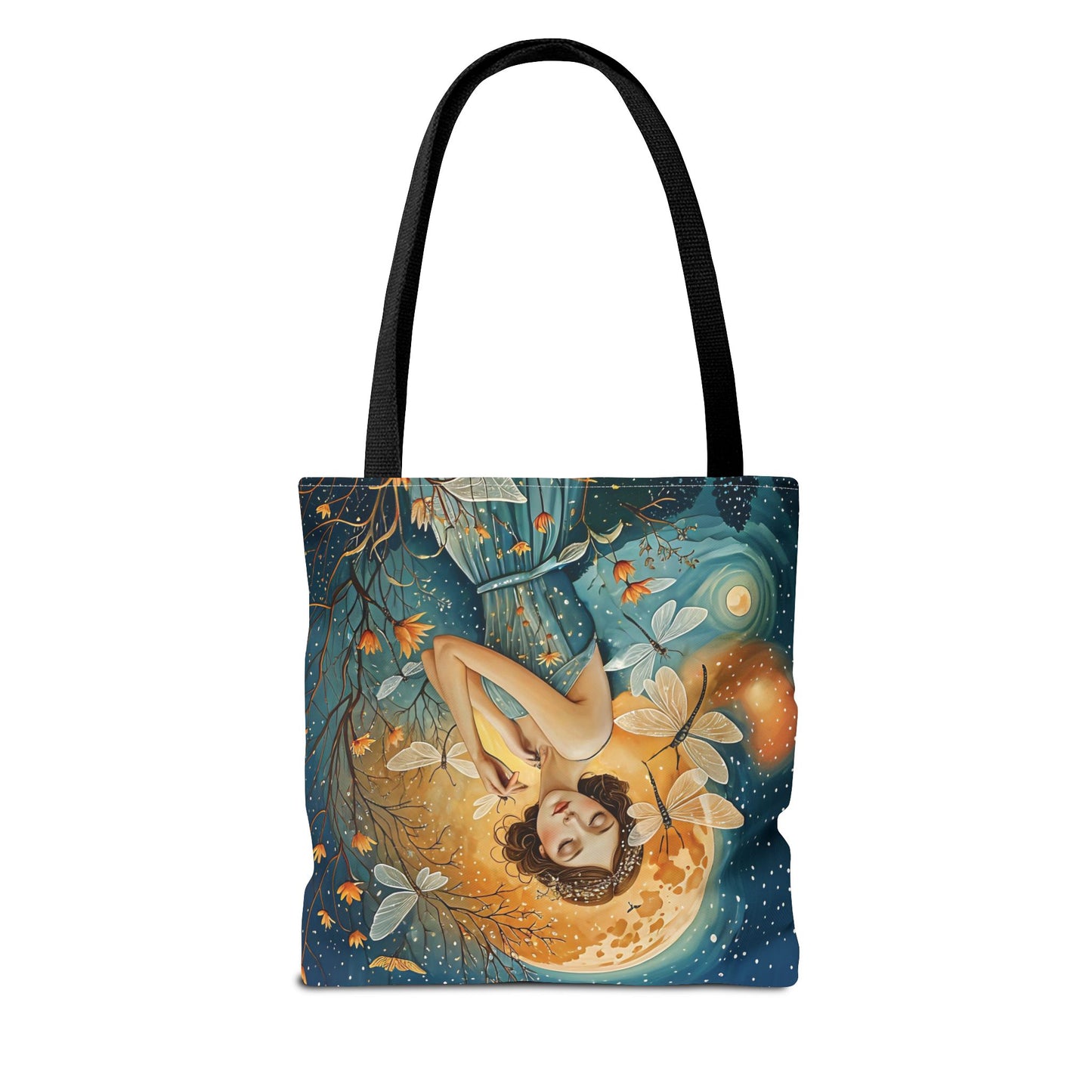 Tote Bag Girl with Dragonflies Art by Fairyhill Studio