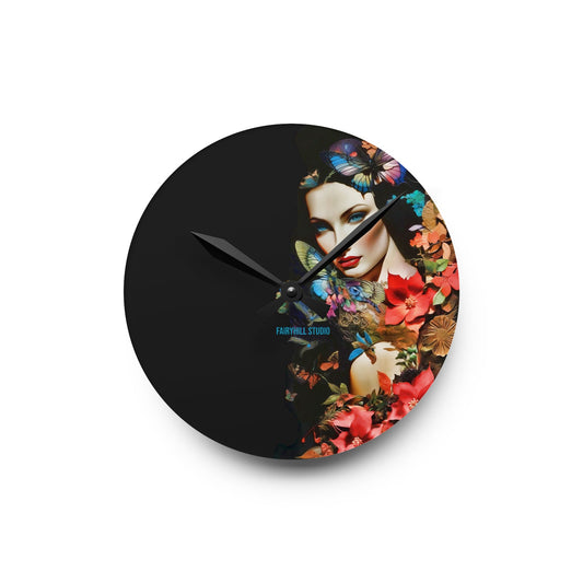 Acrylic Wall Clock -Lady in Nature /Art
