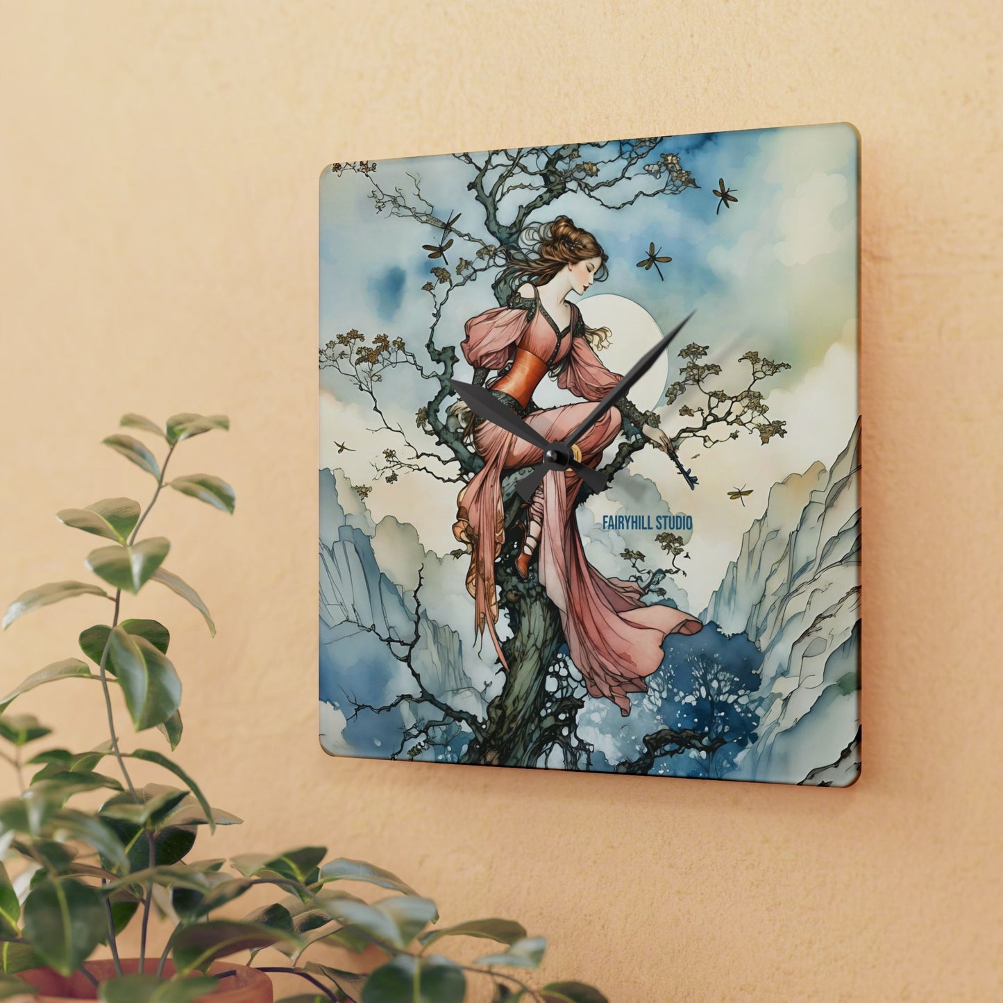 Acrylic Wall Clock - Fairy Princess and The Tree