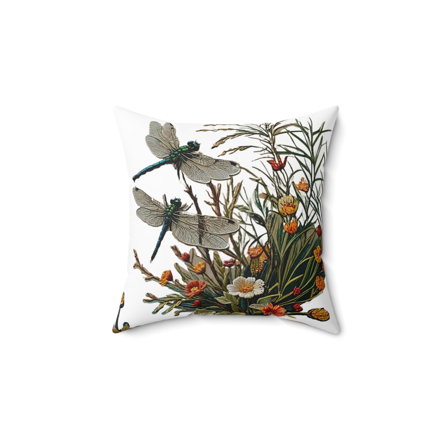 Throw Pillow - Dragonflies on a Blue Pond Art by Fairyhill Studio